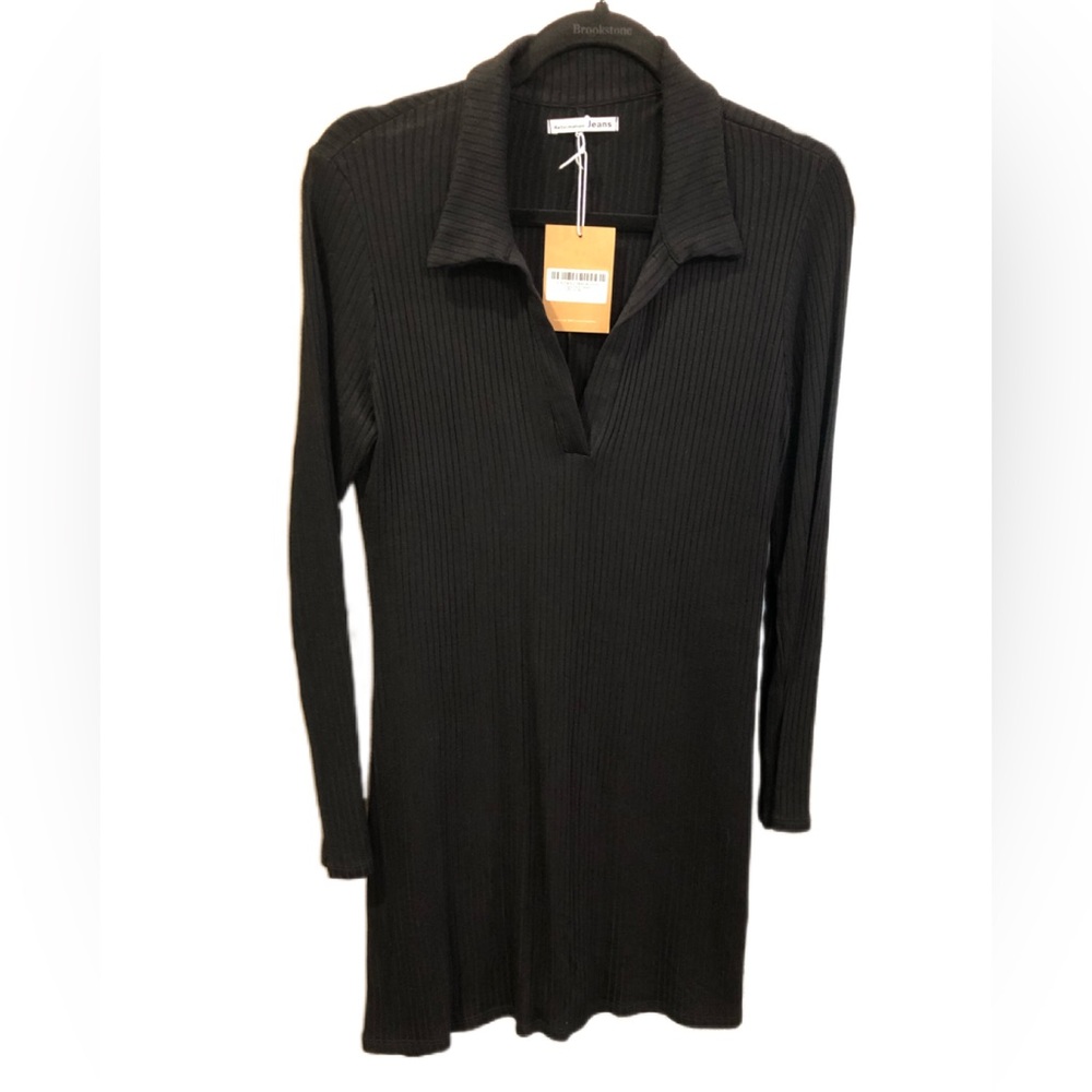 NWT Reformation Jeans Sylvia body-con mini Dress Lg black knit